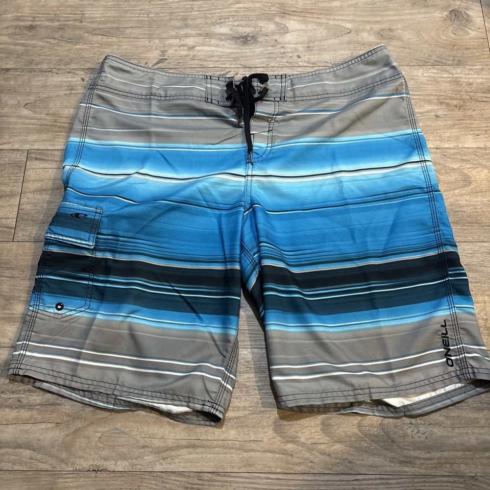 ONeill Men's Size 36 Multi Color Striped Board Shorts
